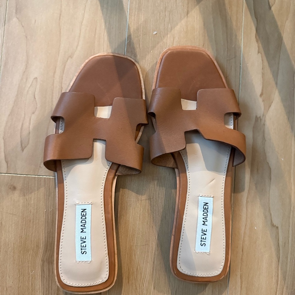 Steve Madden Brown Slide Sandals